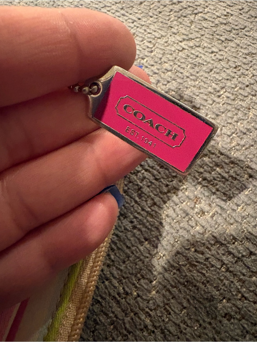Coach Pink Striped Wristlet - Picture 2 of 13